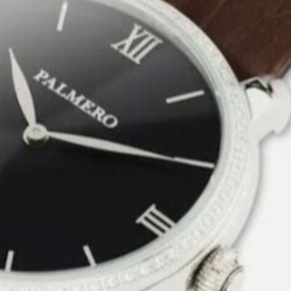 Palermo Watch Brown Leather Moissanite Gemstone Bezel - Picture 2 of 9